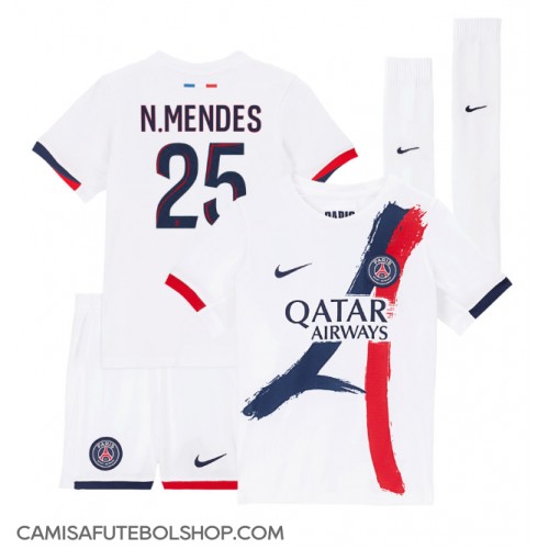 Camisa de time de futebol Paris Saint-Germain Nuno Mendes #25 Replicas 2º Equipamento Infantil 2024-25 Manga Curta (+ Calças curtas)